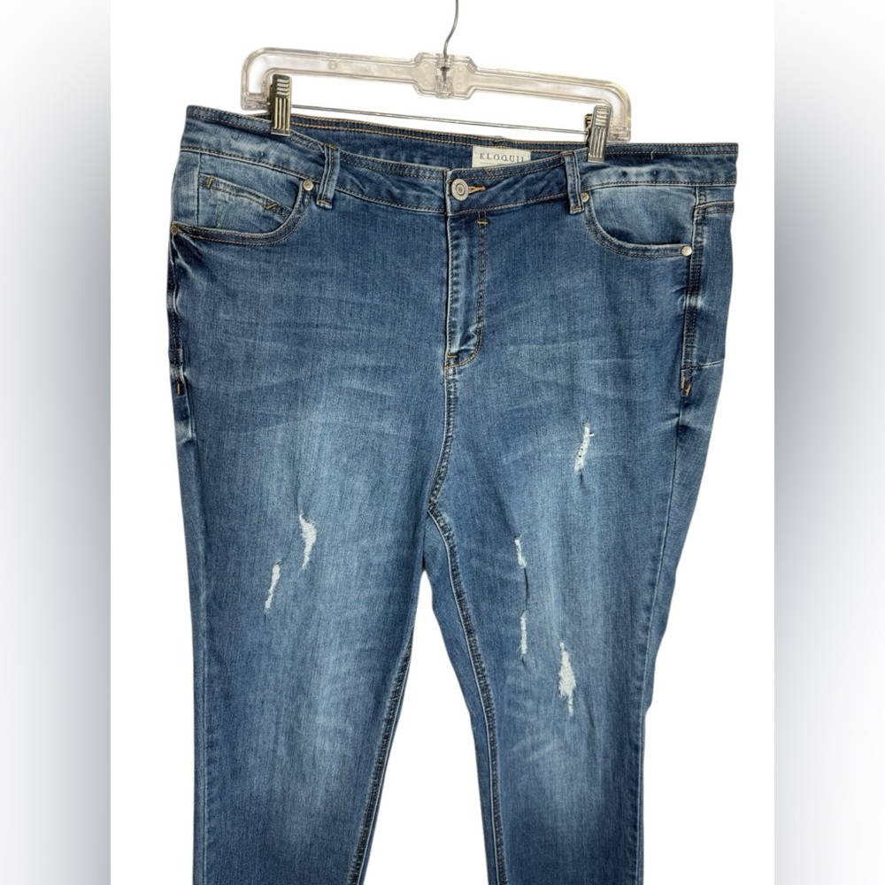 Eloquii Jeans Size 20 Blue High Waist Distressed Skinny‎ Jeans 💙💙💙 - Picture 6 of 13